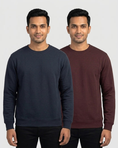 Sweatshirt 2-pack for wheatish skin: Navy Blue + Maroon (group photo)