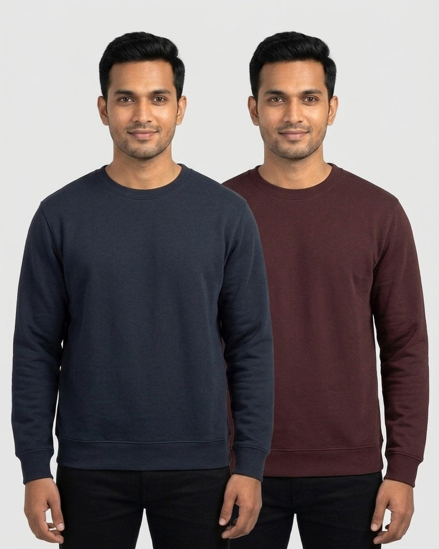 Sweatshirt 2-pack for wheatish skin: Navy Blue + Maroon (group photo)