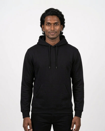 Hoodie in Black on deep skin — MULTITHREAD