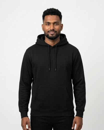 Hoodie in Black on dusky skin — MULTITHREAD