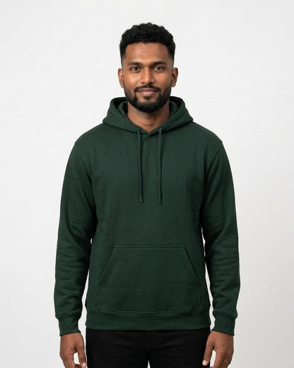Hoodie in Bottle Green on dusky skin — MULTITHREAD