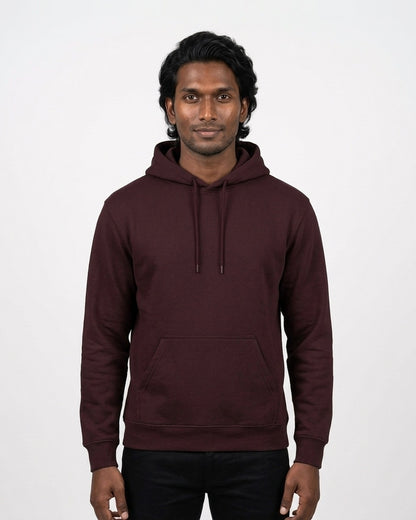 Hoodie in Maroon on deep skin — MULTITHREAD