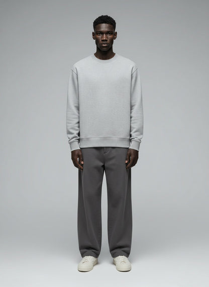 Men's Sweatshirt — 300 GSM Cotton Fleece — Grey Melange — MULTITHREAD