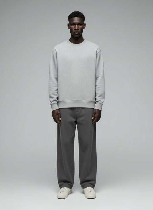 Men's Sweatshirt — 300 GSM Cotton Fleece — Grey Melange — MULTITHREAD