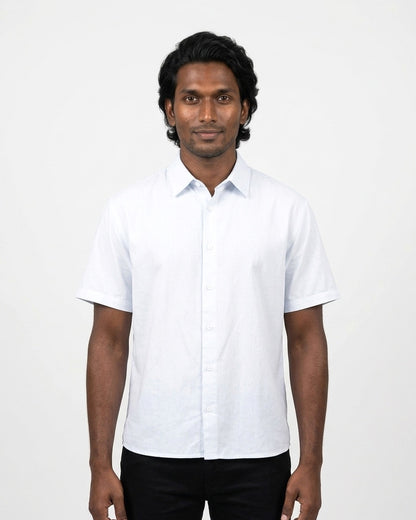 Oversized Half Sleeve Shirt in White on deep skin — MULTITHREAD