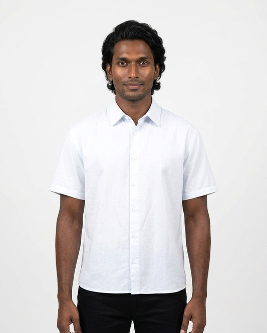 Oversized Half Sleeve Shirt in White on deep skin — MULTITHREAD