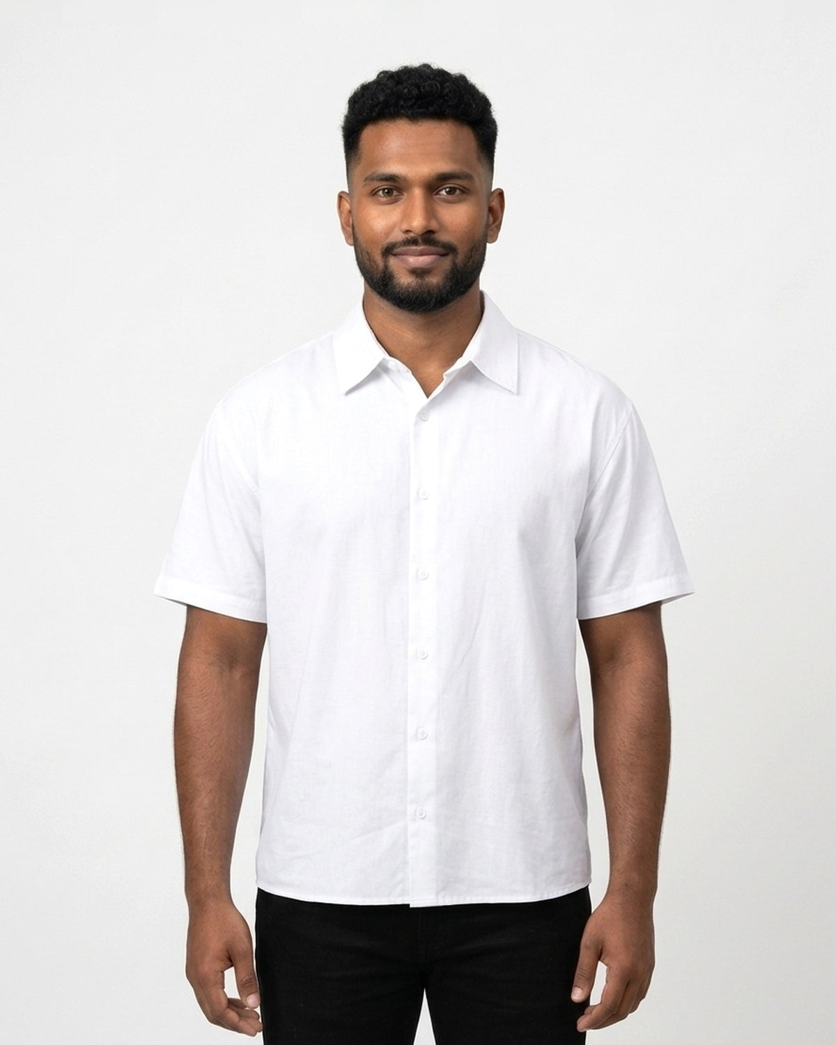 Oversized Half Sleeve Shirt in White on dusky skin — MULTITHREAD