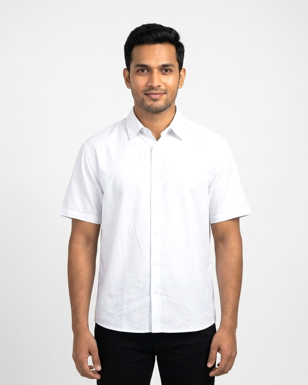 Oversized Half Sleeve Shirt in White on wheatish skin — MULTITHREAD