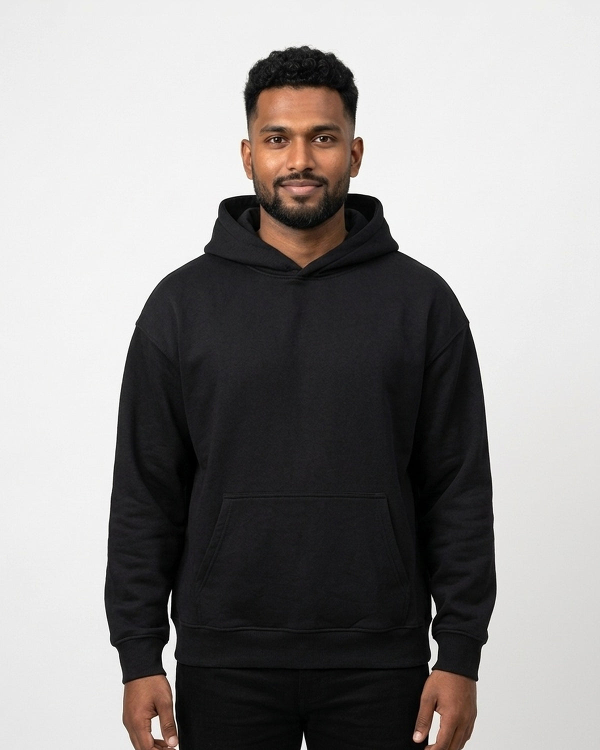 Oversized Hoodie in Black on dusky skin — MULTITHREAD