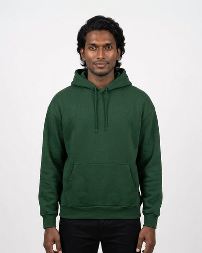 Oversized Hoodie in Bottle Green on deep skin — MULTITHREAD