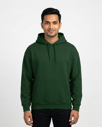 Oversized Hoodie in Bottle Green on wheatish skin — MULTITHREAD