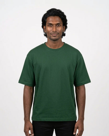 Oversized T-Shirt 240 GSM in Bottle Green on deep skin — MULTITHREAD