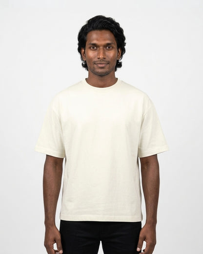 Oversized T-Shirt 240 GSM in Off White on deep skin — MULTITHREAD