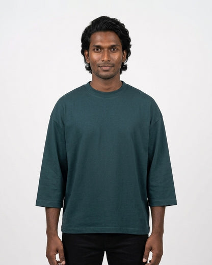 Oversized T-Shirt 240 GSM in Petrol Blue on deep skin — MULTITHREAD