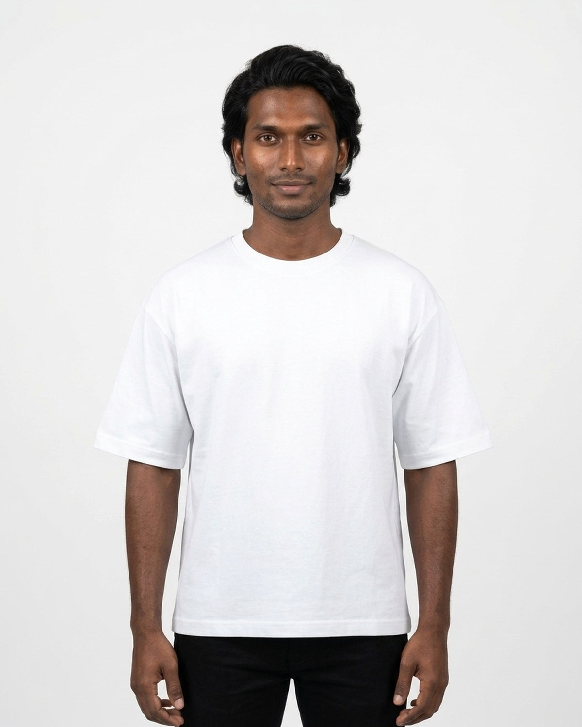Oversized T-Shirt 240 GSM in White on deep skin — MULTITHREAD