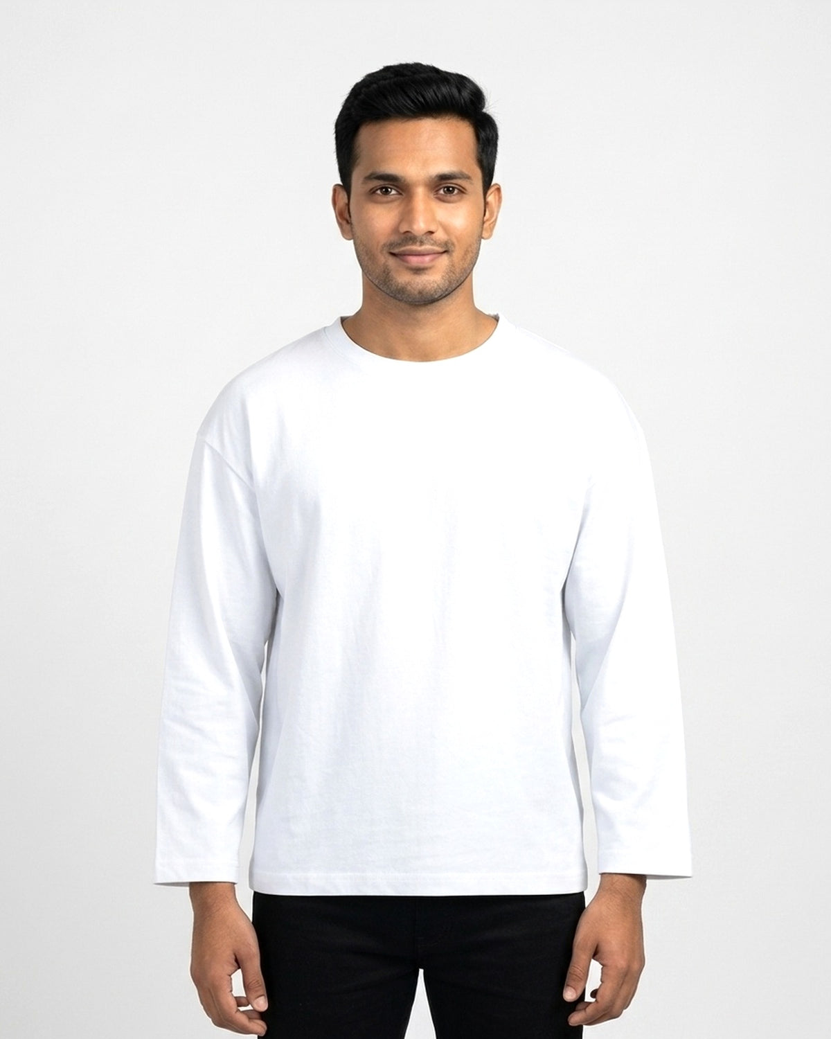 Oversized T-Shirt 240 GSM in White on wheatish skin — MULTITHREAD