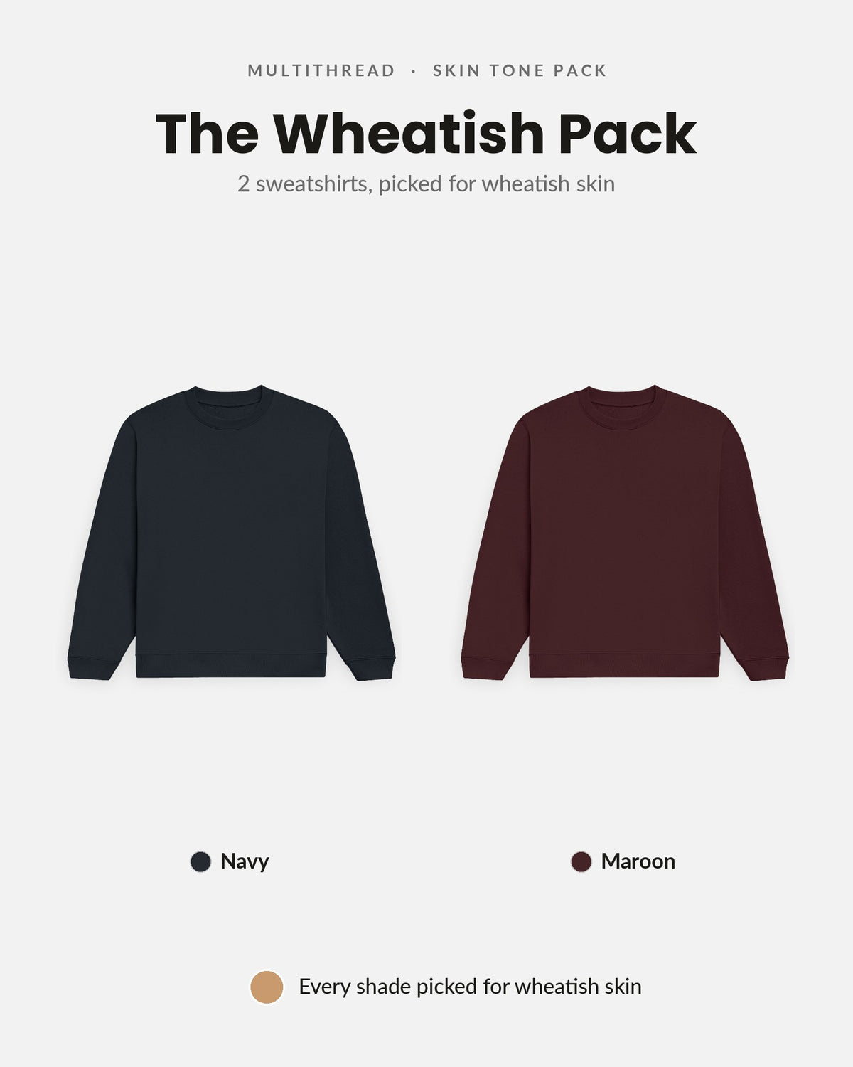 Sweatshirt 2-pack for wheatish skin: Navy Blue + Maroon (flat lay)