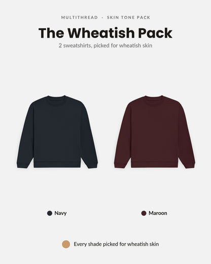 Sweatshirt 2-pack for wheatish skin: Navy Blue + Maroon (flat lay)