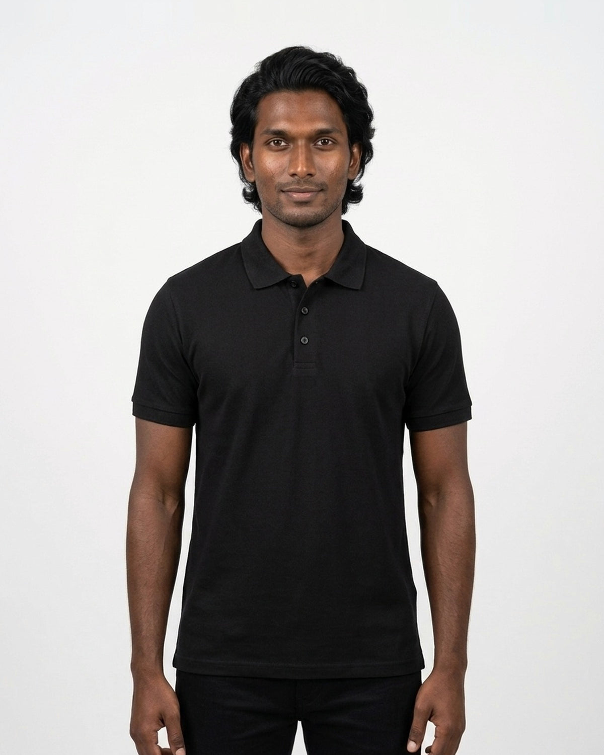 Polo T-Shirt in Black on deep skin — MULTITHREAD