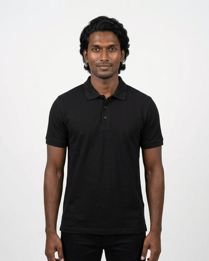 Polo T-Shirt in Black on deep skin — MULTITHREAD