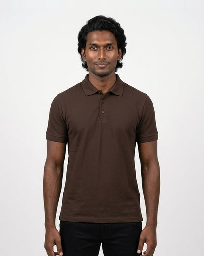 Polo T-Shirt in Coffee Brown on deep skin — MULTITHREAD
