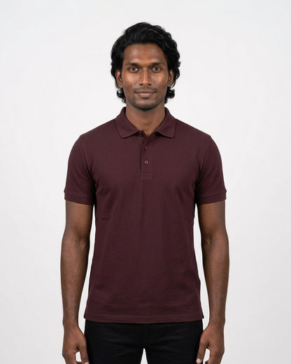 Polo T-Shirt in Maroon on deep skin — MULTITHREAD
