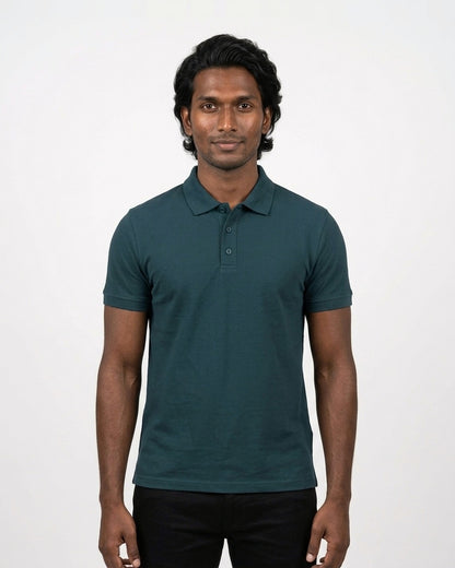 Polo T-Shirt in Petrol Blue on deep skin — MULTITHREAD