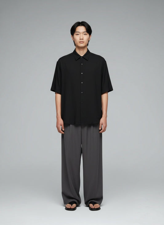 Oversized Half Sleeve Shirt for Men — 240 GSM Cotton — White — MULTITHREAD