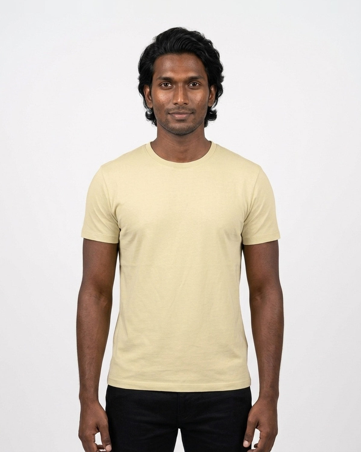 Supima Cotton T-Shirt in Beige on deep skin — MULTITHREAD
