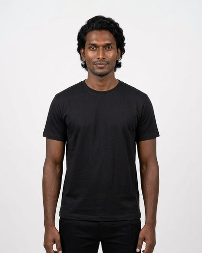 Supima Cotton T-Shirt in Black on deep skin — MULTITHREAD