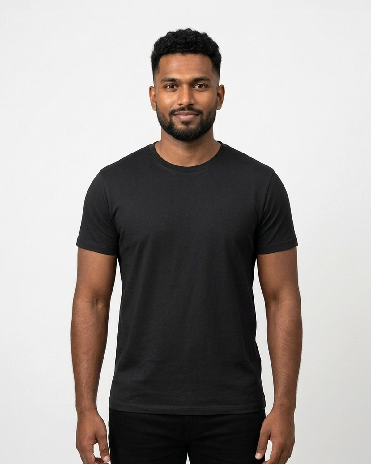 Supima Cotton T-Shirt in Black on dusky skin — MULTITHREAD