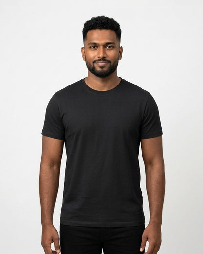 Supima Cotton T-Shirt in Black on dusky skin — MULTITHREAD