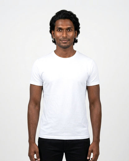 Supima Cotton T-Shirt in White on deep skin — MULTITHREAD