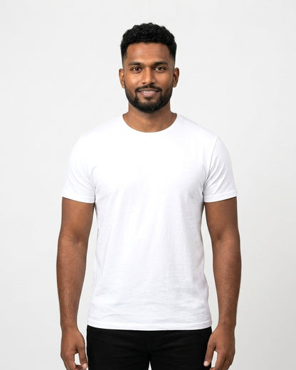 Supima Cotton T-Shirt in White on dusky skin — MULTITHREAD