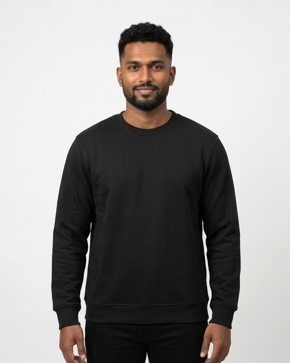 Sweatshirt in Black on dusky skin — MULTITHREAD