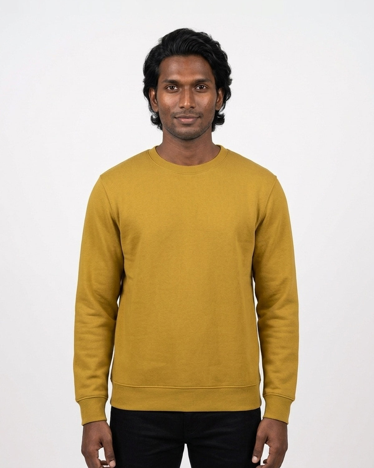 Sweatshirt in Mustard Yellow on deep skin — MULTITHREAD