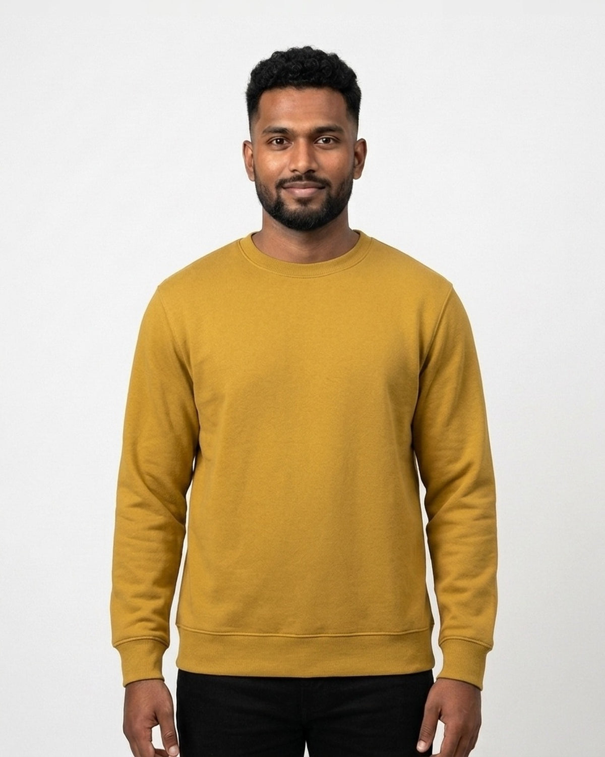 Sweatshirt in Mustard Yellow on dusky skin — MULTITHREAD