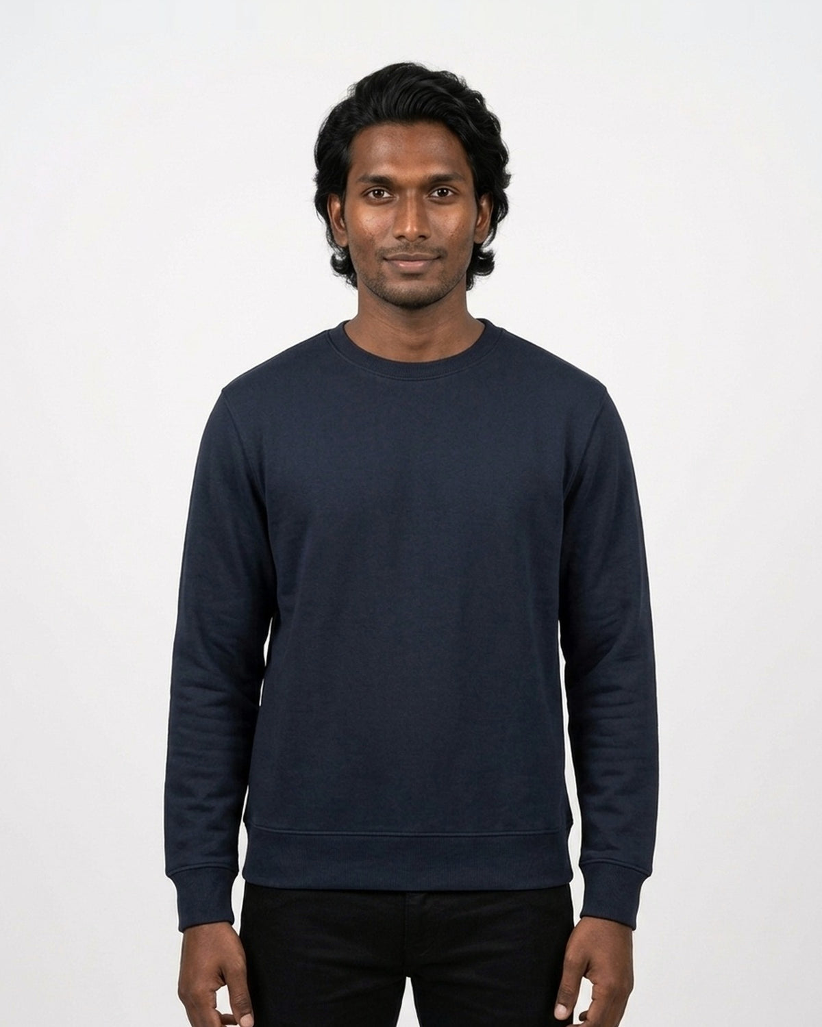 Sweatshirt in Navy Blue on deep skin — MULTITHREAD
