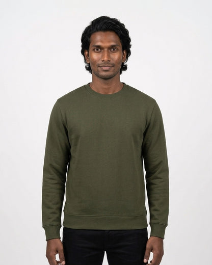 Sweatshirt in Olive Green on deep skin — MULTITHREAD