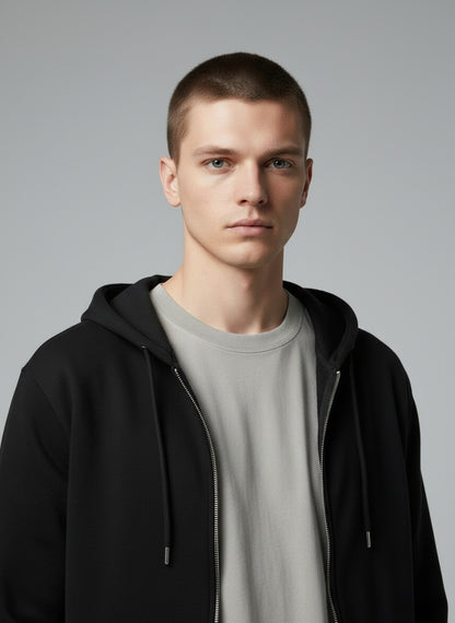 Men's Zip Hoodie — Full zip and ribbed cuffs detail