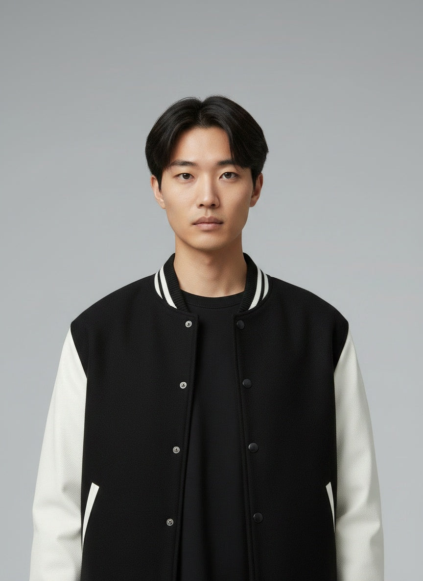 Men's Varsity Jacket — Derby ribbed collar and cuff detail